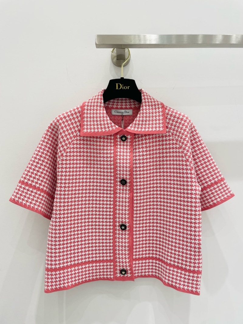 Dior Stylish Houndstooth Cardigan pink