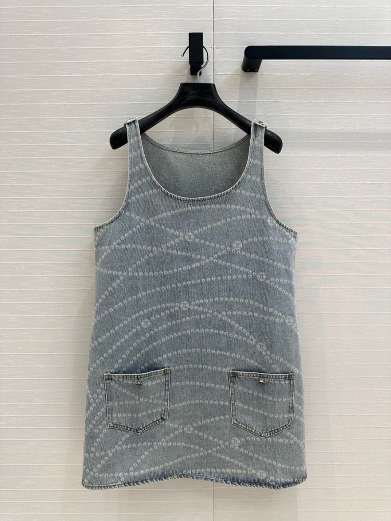 Chanel 25SS Chain Print Denim Tank Dress