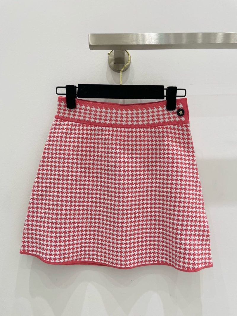 Dior Houndstooth Knit Skirt Pink