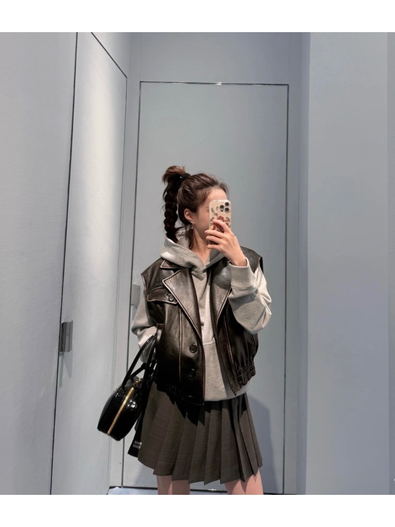 Miu Miu Imported Vintage Style Lambskin Biker Vest