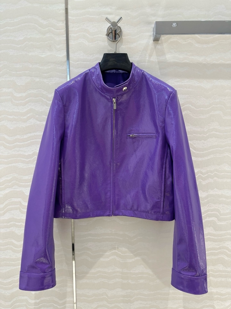 Miu Miu 25 Early Spring Purple Imported Patent Lambskin Flight Jacket