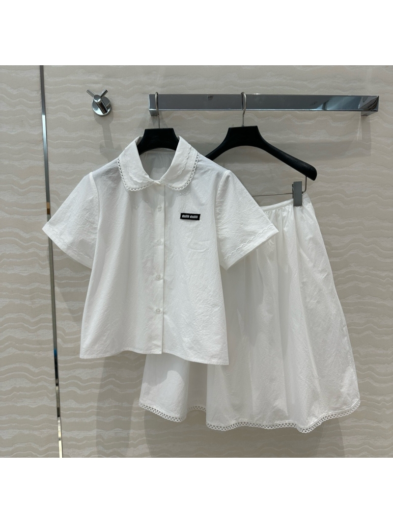 Miu Miu New 2025 Double-Layer Collar White Blouse