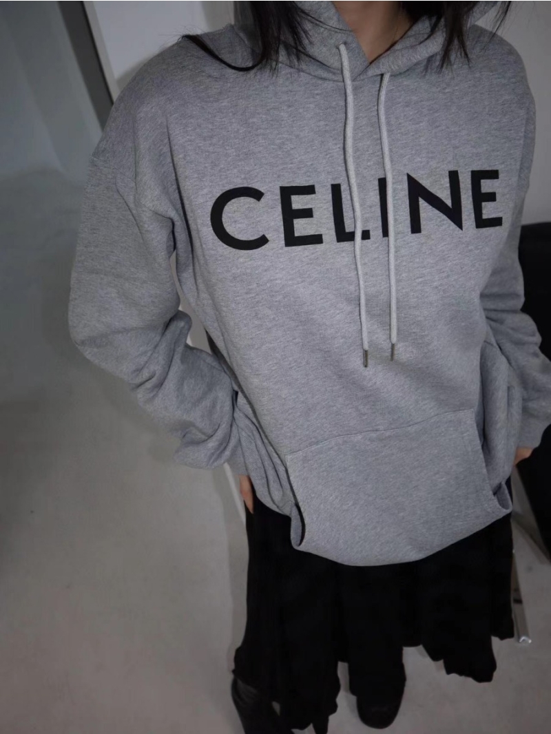 CELINE Capsule Collection Minimalist Unisex Hoodie. Gray