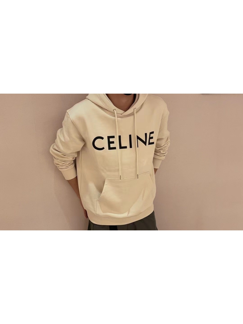 CELINE Capsule Collection Minimalist Unisex Hoodie. Beige