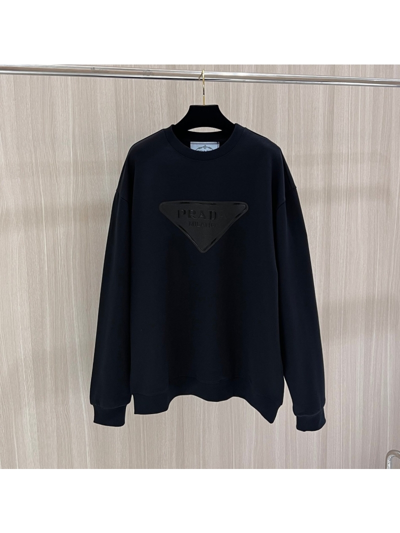 Prada Classic Triangle Logo Printed Sweatshirt – Black