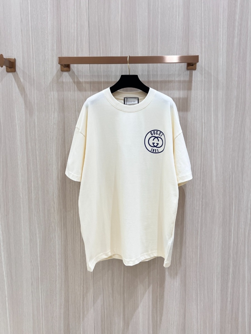 Gucci Early Spring 2024 Collection High-Weight Pure Cotton Short Sleeve T-Shirt - White 