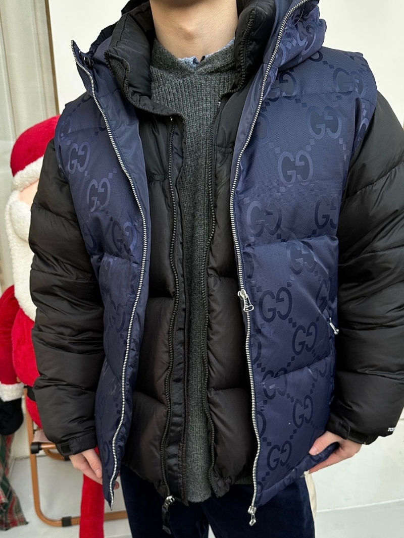 Gucci New Arrival Embossed Jacquard Down Vest. Royal Blue