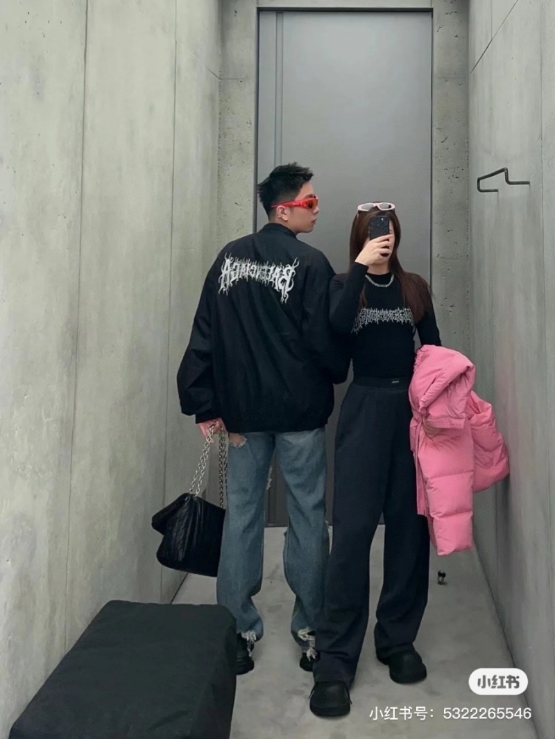 Balenciaga 24SS Sanskrit Embroidery Windbreaker Jacket. Black