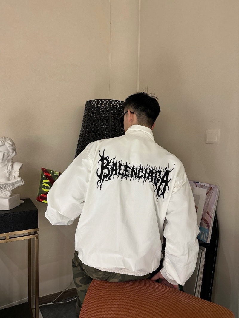 Balenciaga 24SS Sanskrit Embroidery Windbreaker Jacket. White