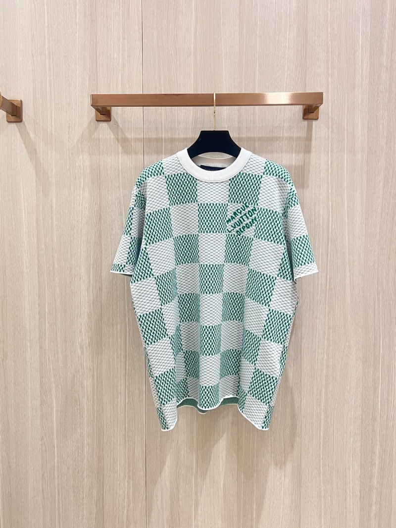 Louis Vuitton LV Summer Men – Checkerboard Wool-mix Knit Short Sleeve T-Shirt