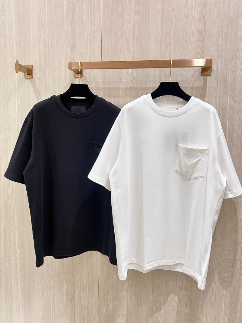 PRADA Pocket Label Pure Cotton Short-Sleeve T-Shirt. White
