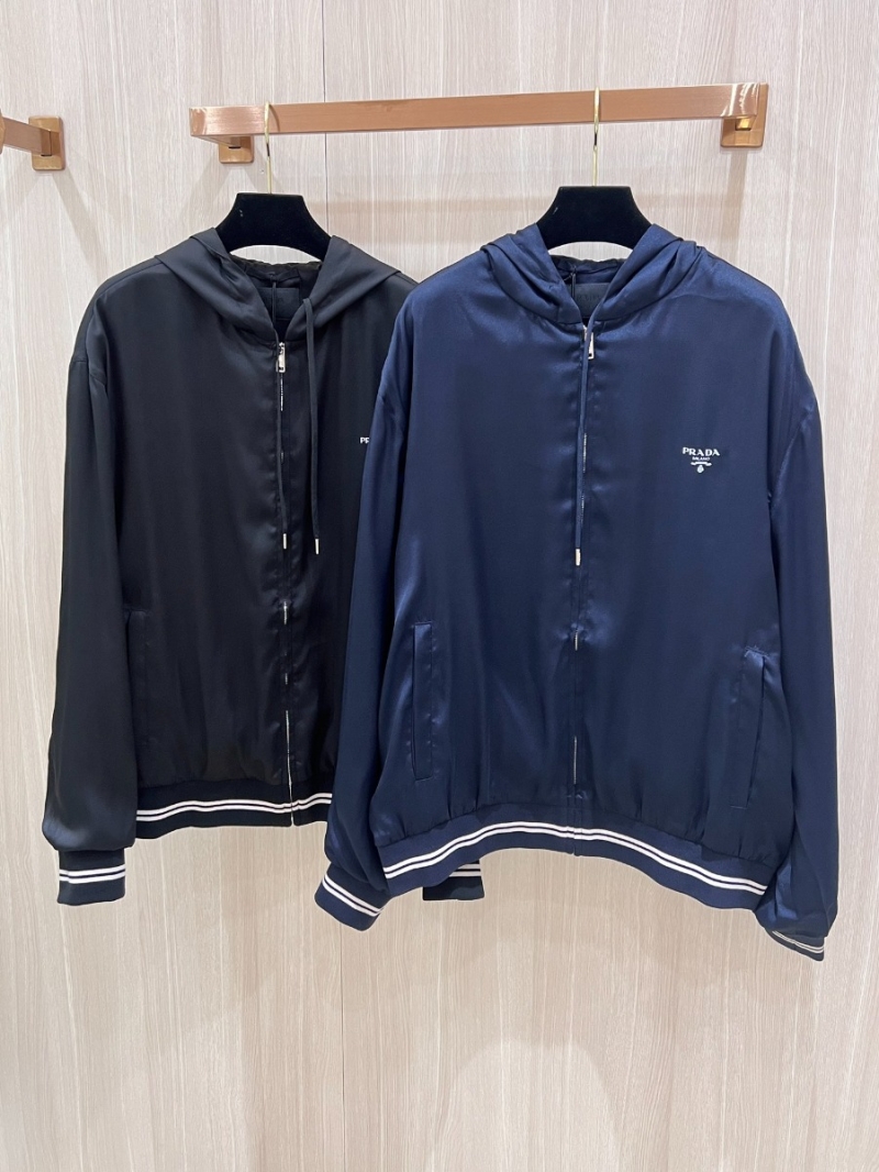 PRADA Men's Luxe Mulberry Silk Spring/Summer Jacket navy blue