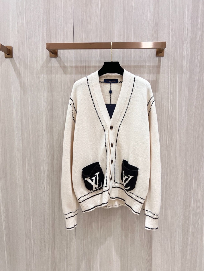 LouisVuitton LV Pharell 2024 Collection Minimalist Beige V-Neck Cardigan