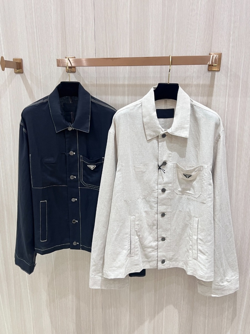 PRADA Men's Bi-Color Chambray Jacket black