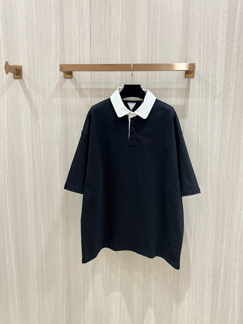 Bottega Veneta New Arrival Heavyweight Loose Polo T-Shirt. Black
