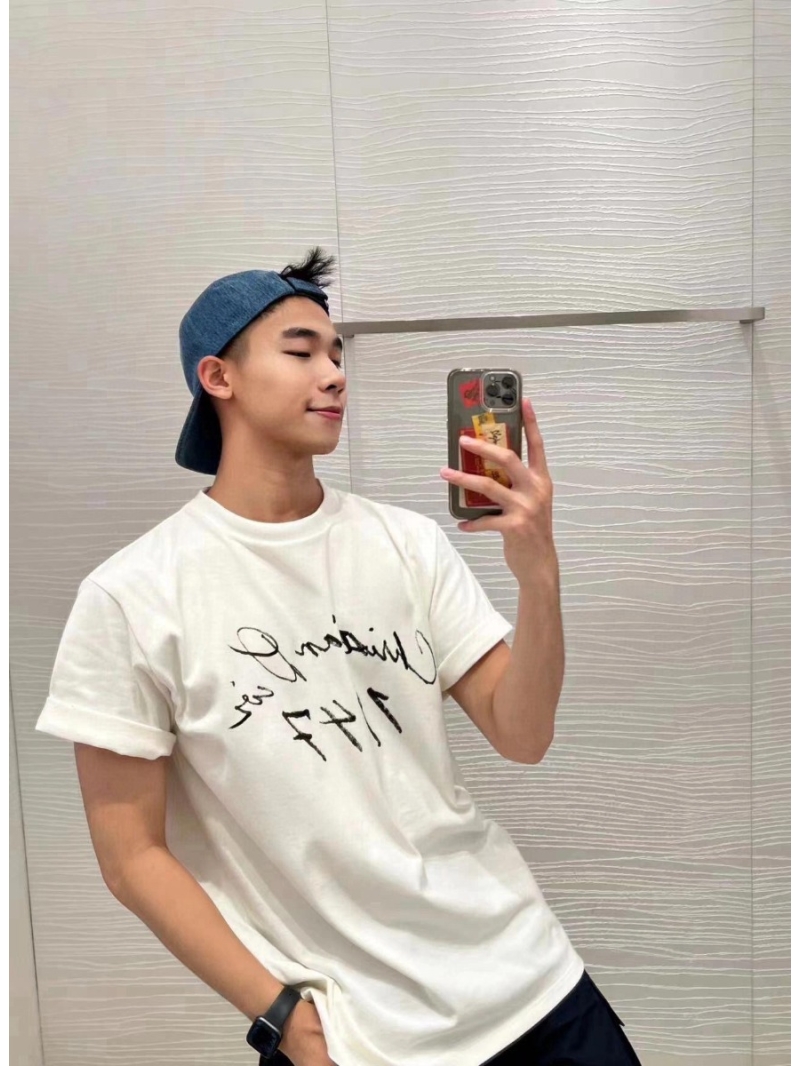 Dior 1947 Signature Velvet Print T-Shirt. White