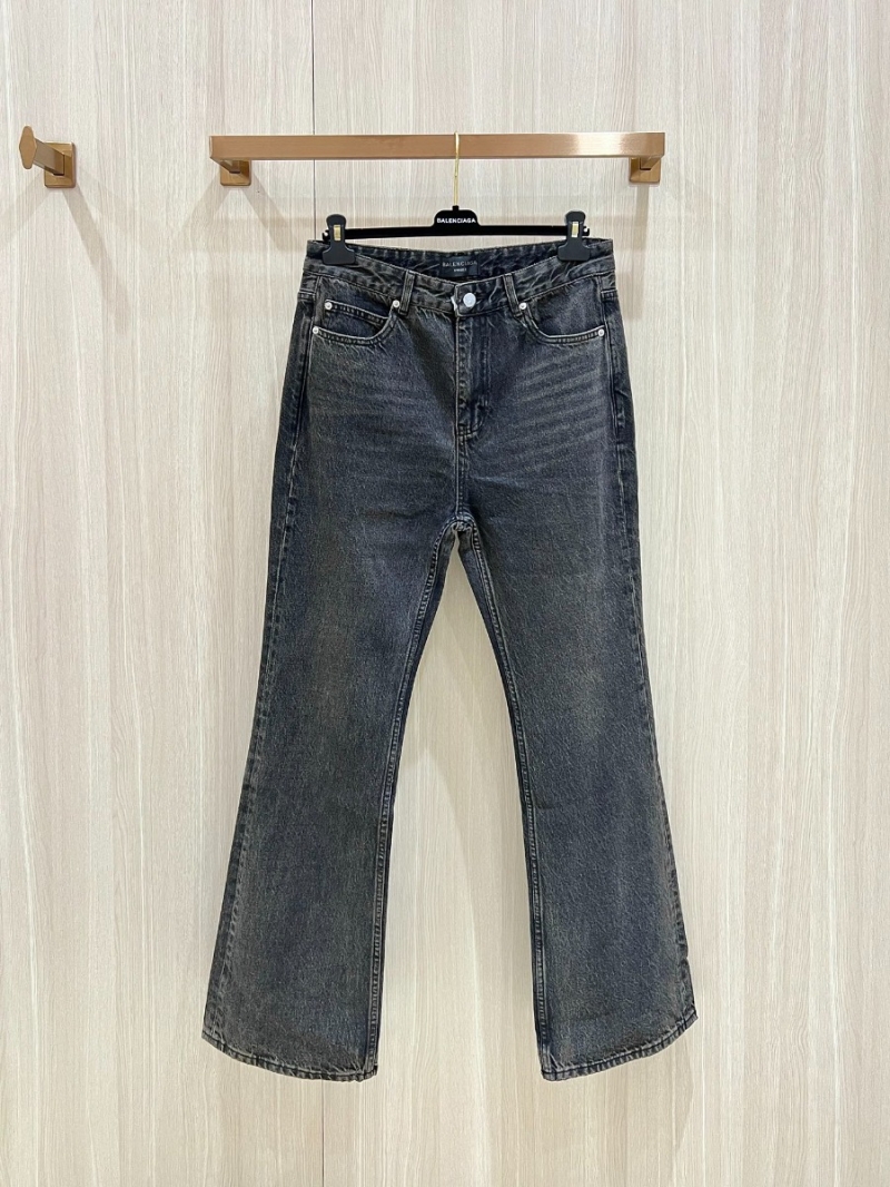 Balenciaga Men's 24 SS Grade Robe Bootcut Washed Denim Jeans in Black Grey