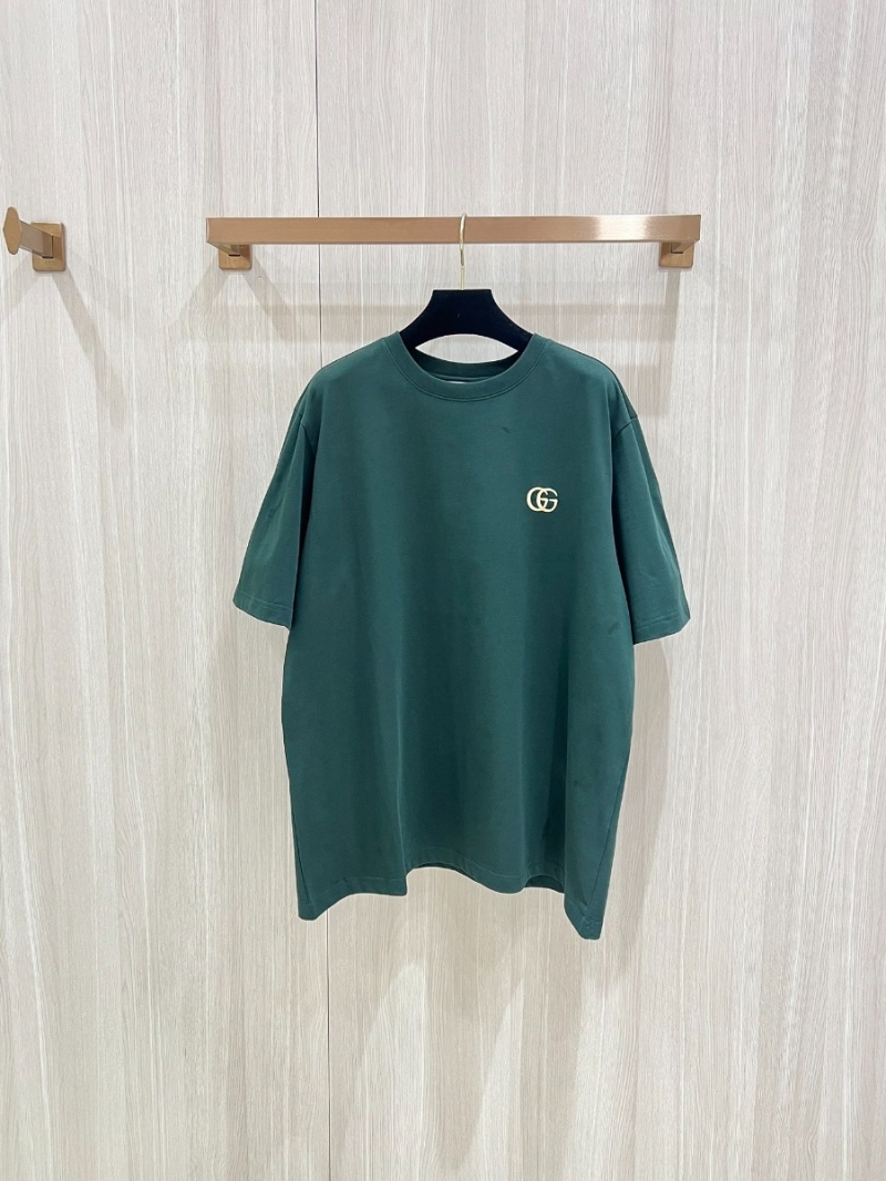 Gucci Spring/Summer Cross-Letter Short Sleeve T-Shirt. Green