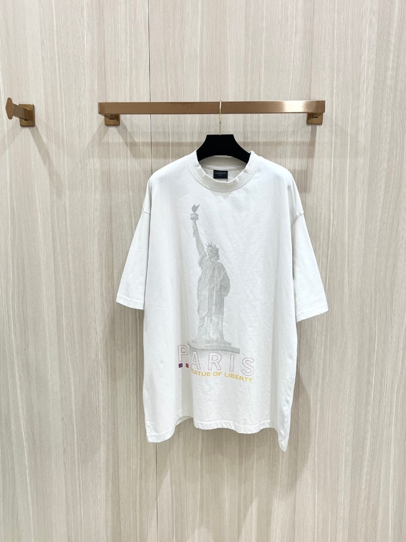 Balenciaga New Arrival. Statue of Liberty Print T-Shirt. Light Grey