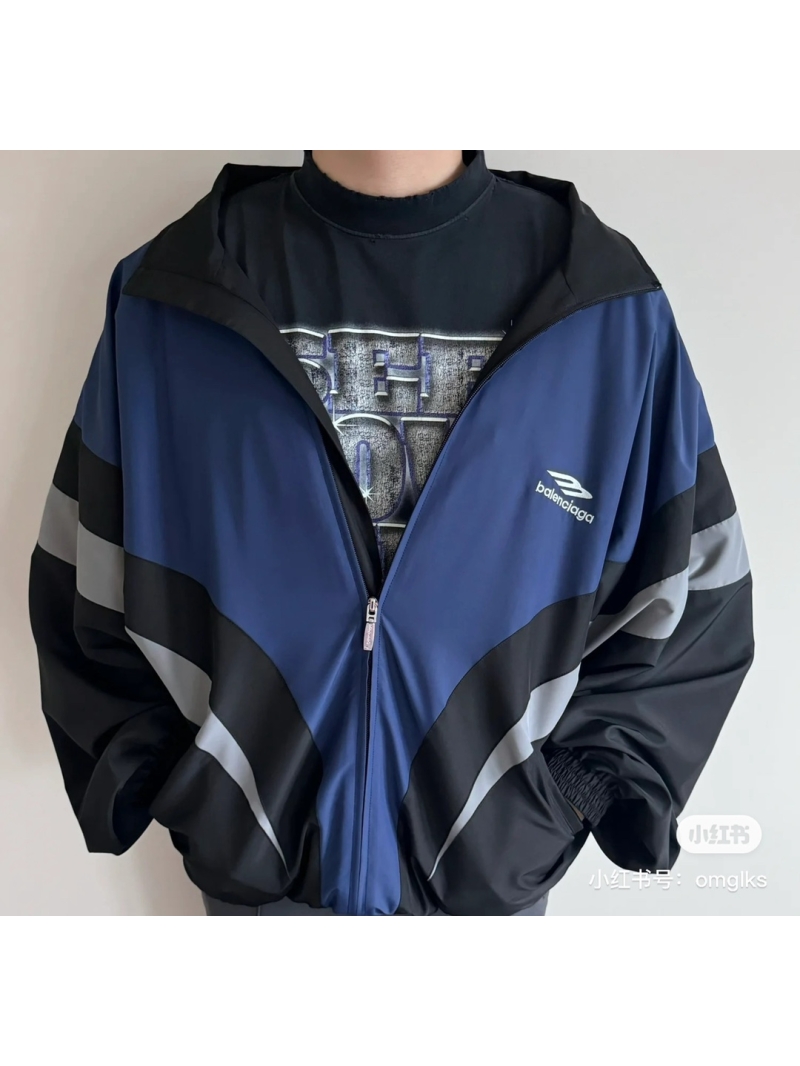 Balenciaga New Arrival. 3B SPORTS ICON School Jacket. Blue
