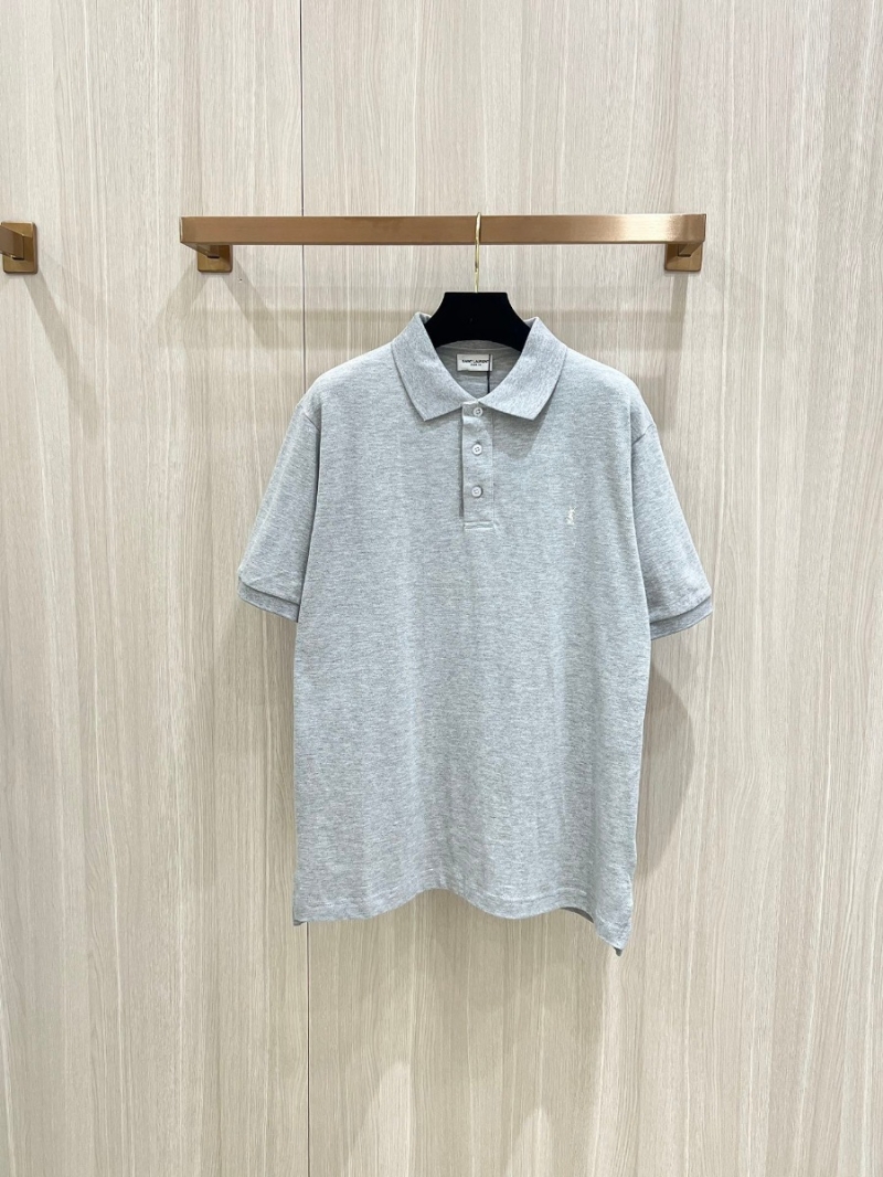 SAINT LAURENT Polo Shirt. Light Grey