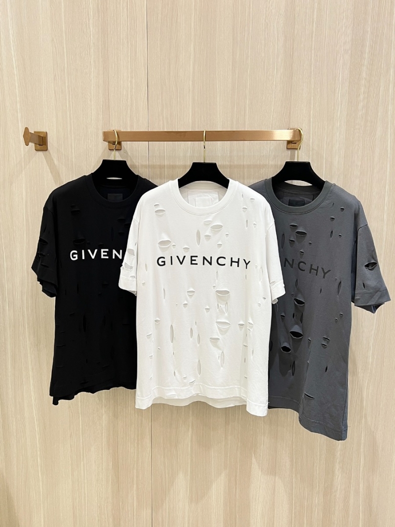 Givenchy Unisex Distressed Double-Layer Short-Sleeve T-Shirt