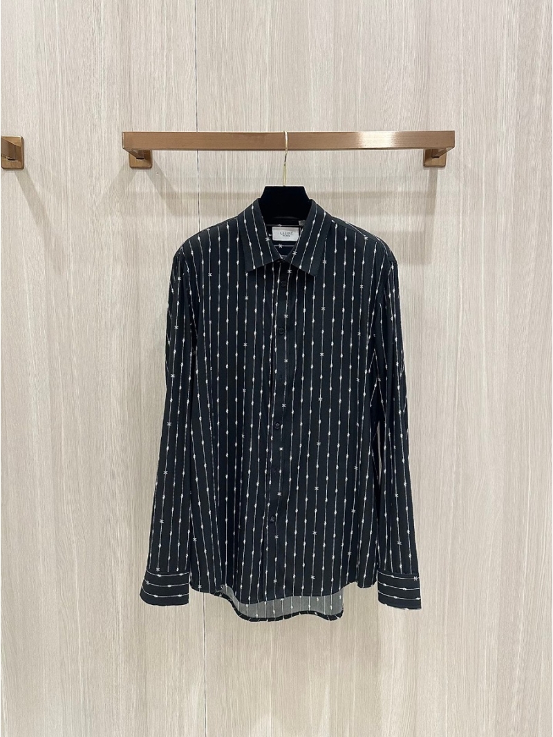 Celine Arc de Triomphe Striped Full Sleeve Silk Shirt – Black/White