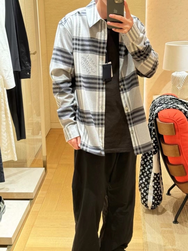 Louis Vuitton LV Fall/Winter 2024 Western Aesthetic Jacquard Flannel Checkered Shirt in Gray