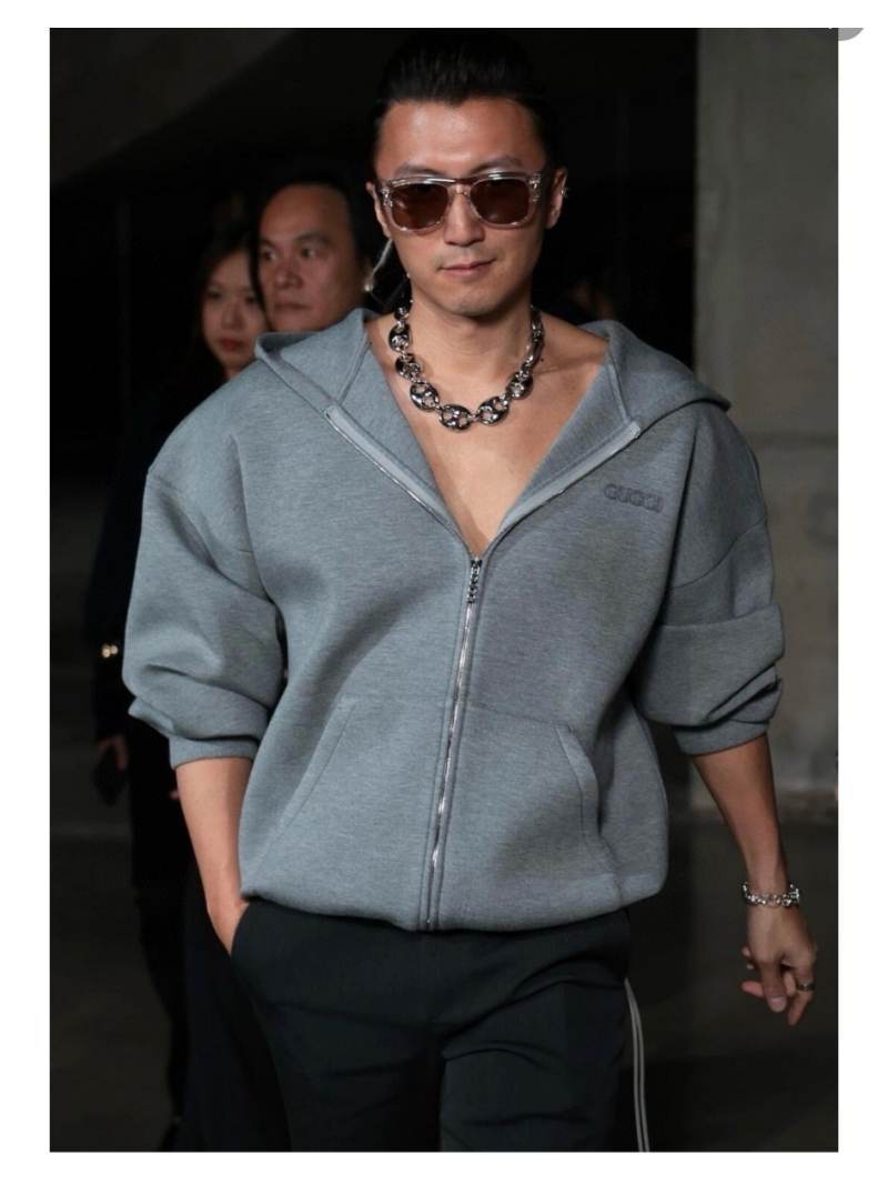 Gucci "Slogan Embroidery" Zip-Up Hoodie