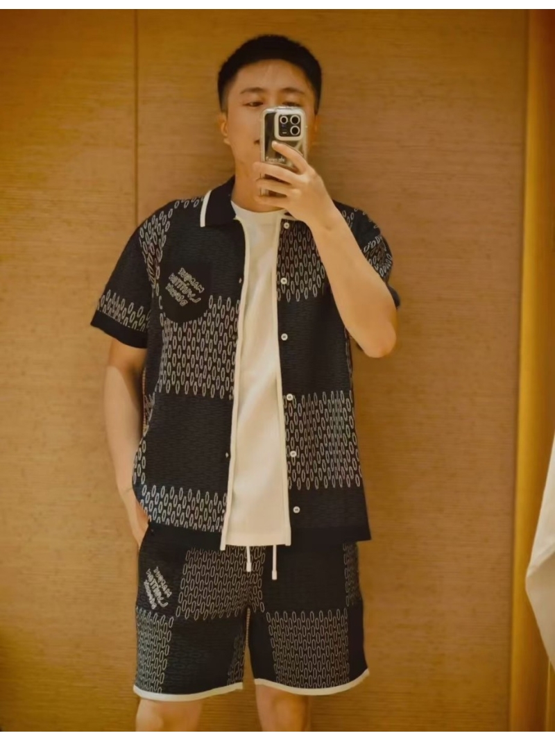 Louis Vuitton LV Damier Pop Short Sleeve Shirt Set – Navy & White