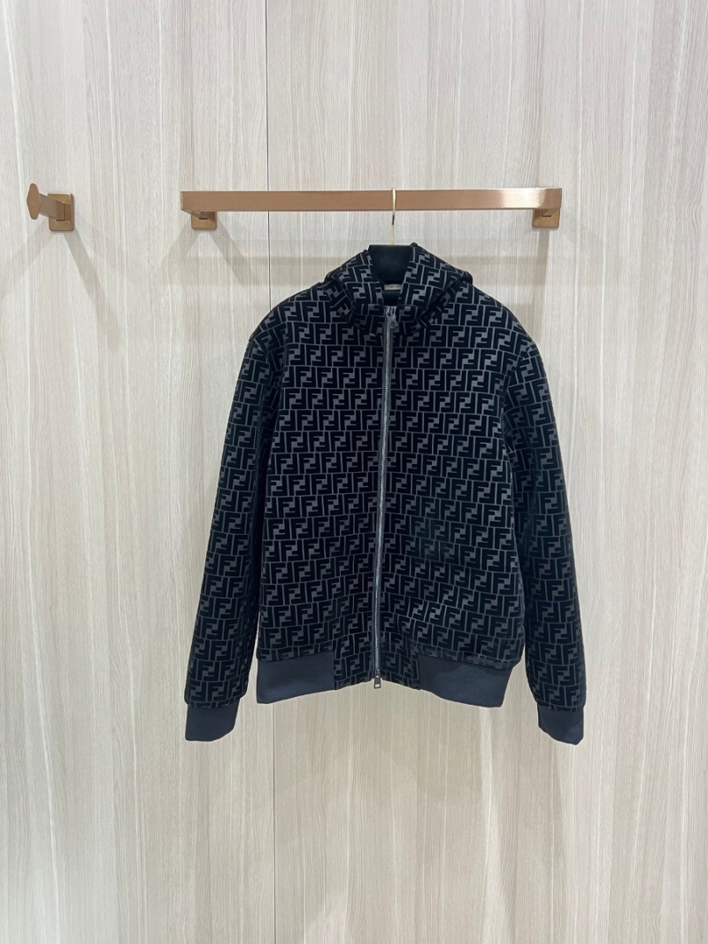 Fendi Double F Flocked Print Jacket – Black