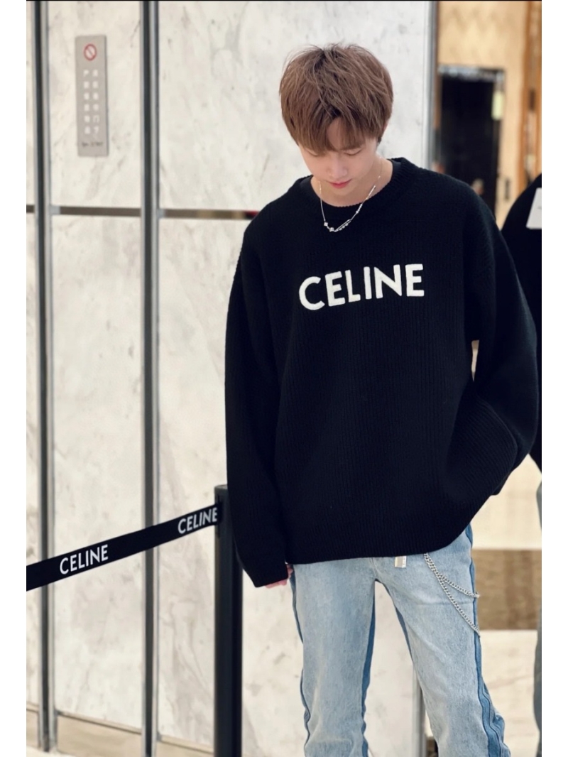 CELINE Collection Wool Knit Unisex Sweater - Black