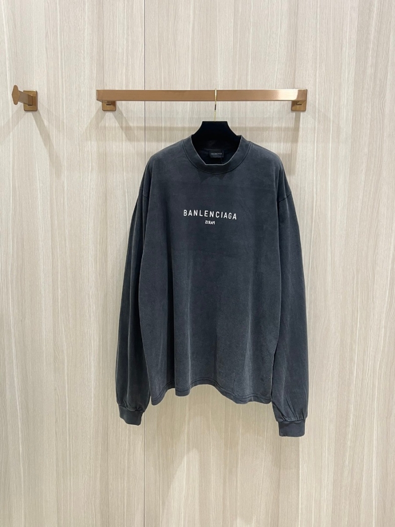 BALENCIAGA Washed-Out Mirror Letter Long-Sleeve Shirt Black