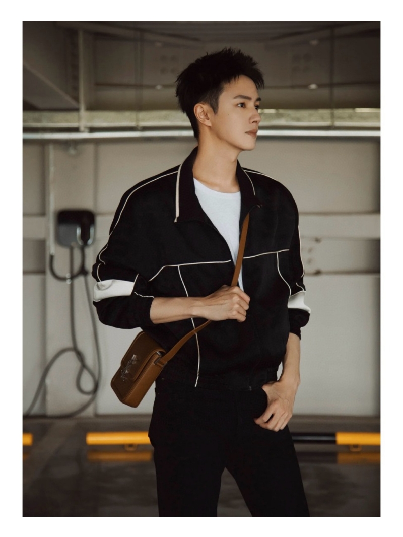 SAINT LAURENT YSL Teddy Windbreaker Jacket in Black