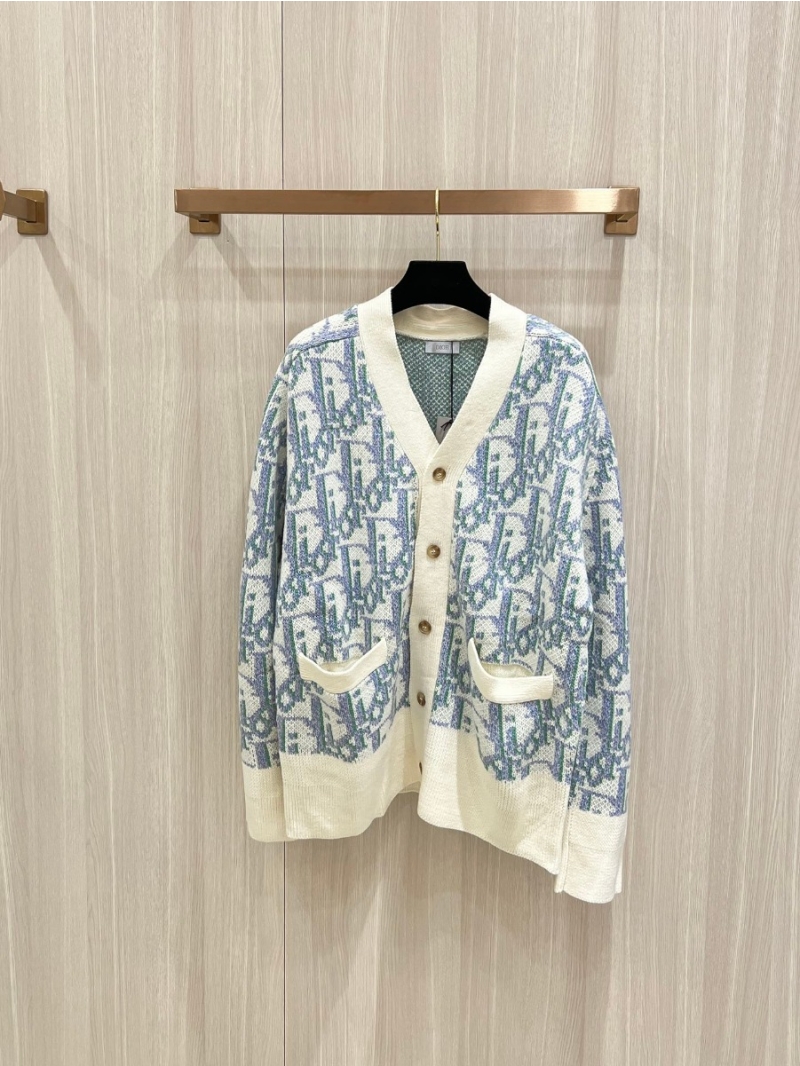 Dior Oblique Collection Wool Blend Cardigan Sweater - Ivory