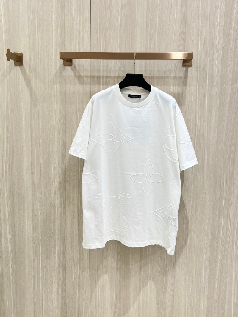 Louis Vuitton LV Embroidered Floral Monogram Short-Sleeve T-Shirt – White