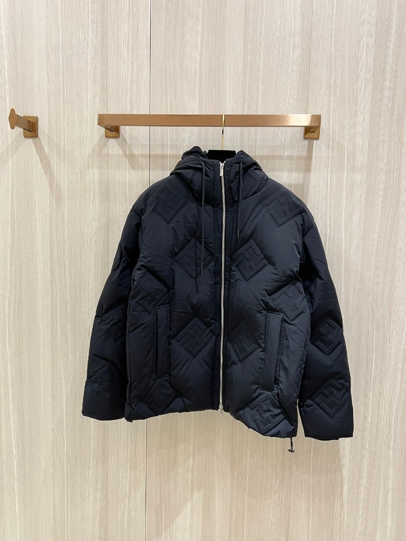 Fendi Double F Embossed Quilted Down Jacket – Black