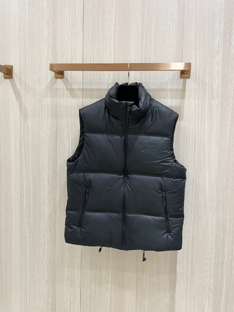 Prada Embossed Logo Goose Down Vest – Black