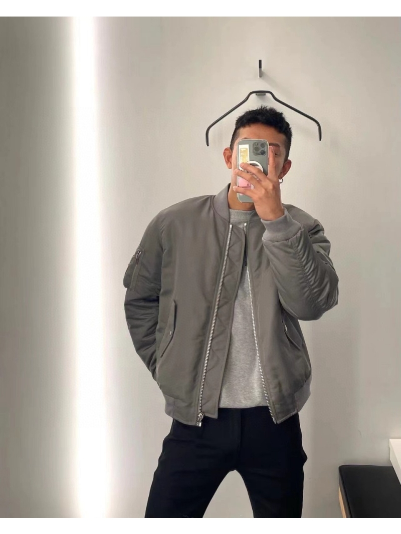 Celine Collection Stylish Polyester Bomber Jacket – Gray