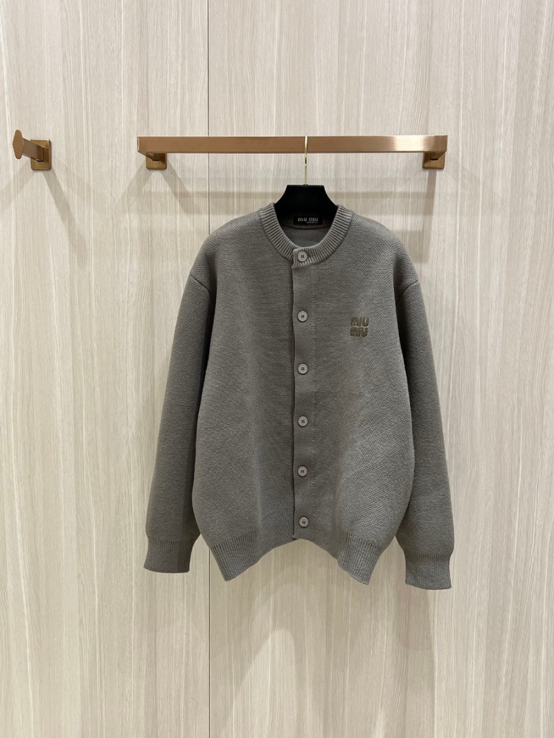 Miu Miu Classic Wool Knit Cardigan. Khaki
