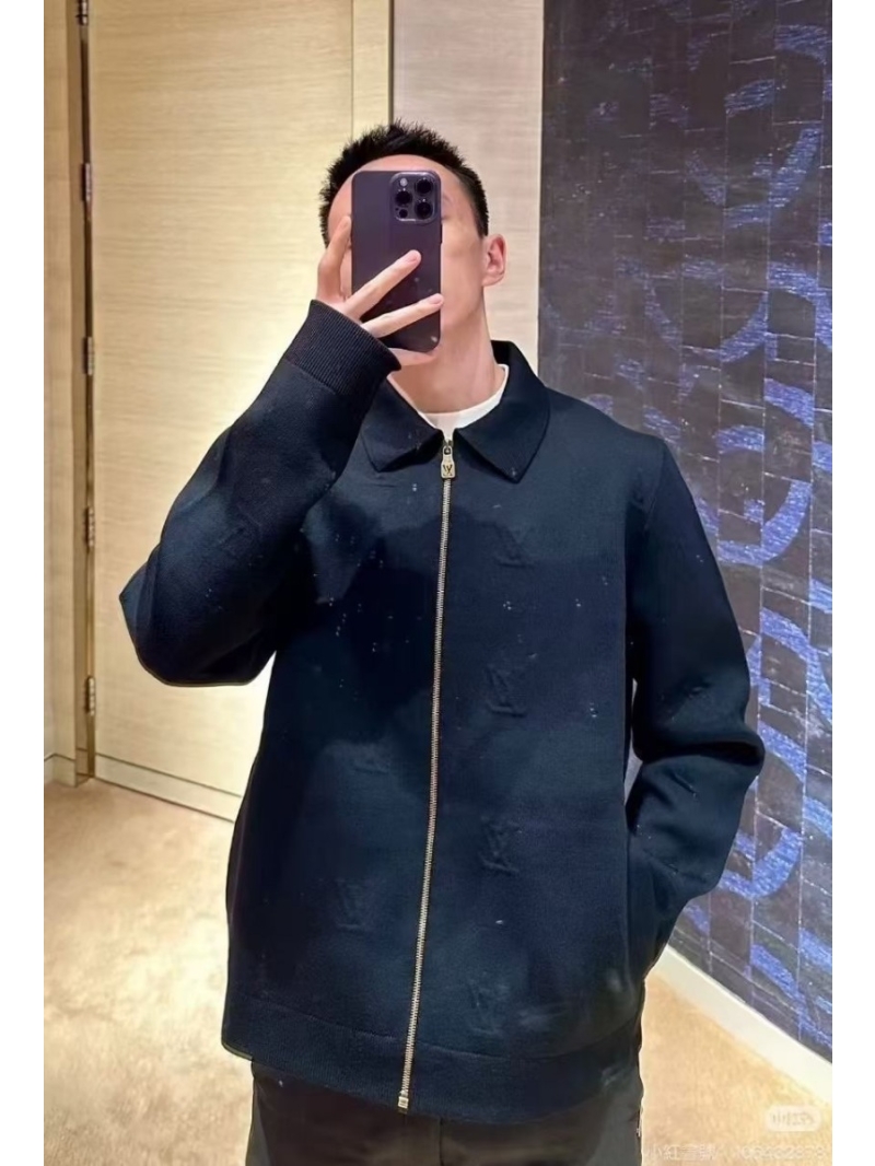 Louis Vuitton LV Macro Embossed Tech Wool Zip Jacket - Black