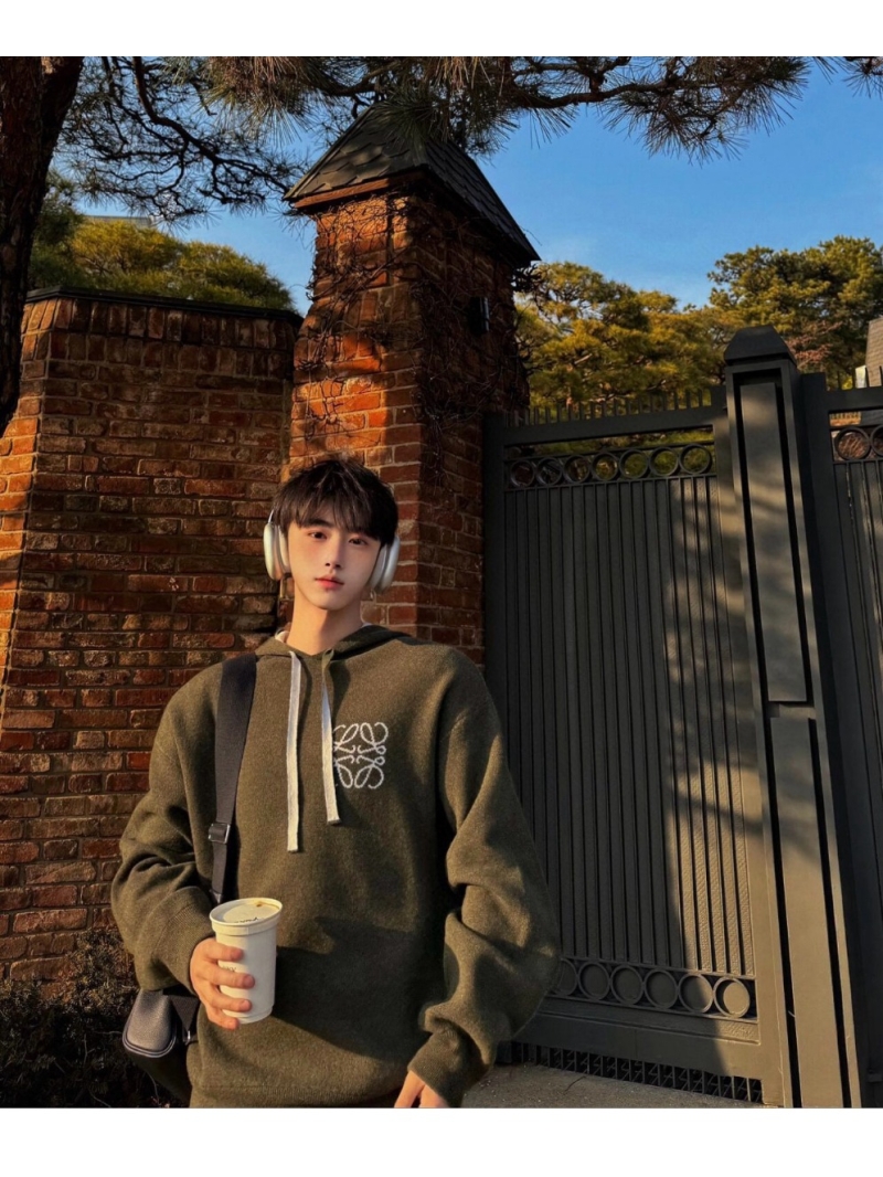 Loewe Forest Green Jacquard Knit Hoodie