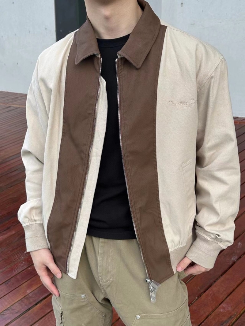 Dior Oblique Print Color-Block Harrington Jacket