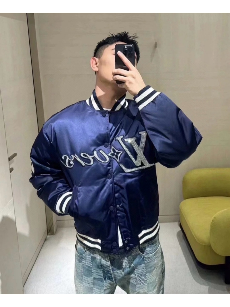 Louis Vuitton LV Verse Satin Baseball Jacket in Blue