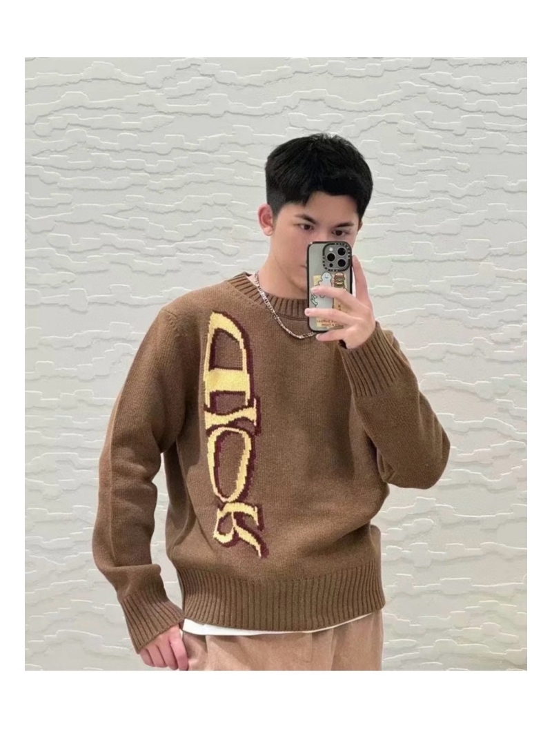 Dior Capsule Collection Tricolor Wool Blend Sweater. Khaki