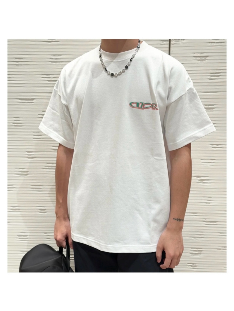Dior Capsule Collection 3D Embroidered Short-Sleeve T-Shirt White-Grey
