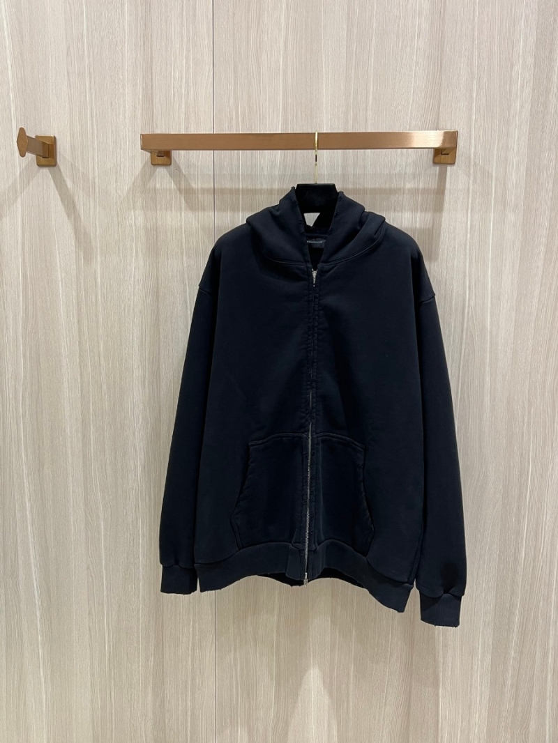 Balenciaga 24 FW Collection Distressed Letter Tape Zip-Up Hoodie in Black