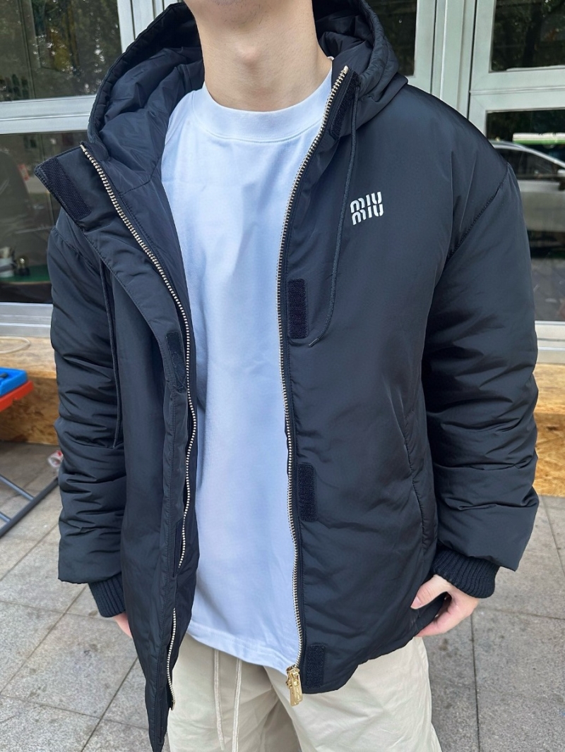 Miu Miu Hooded Down Jacket in Black