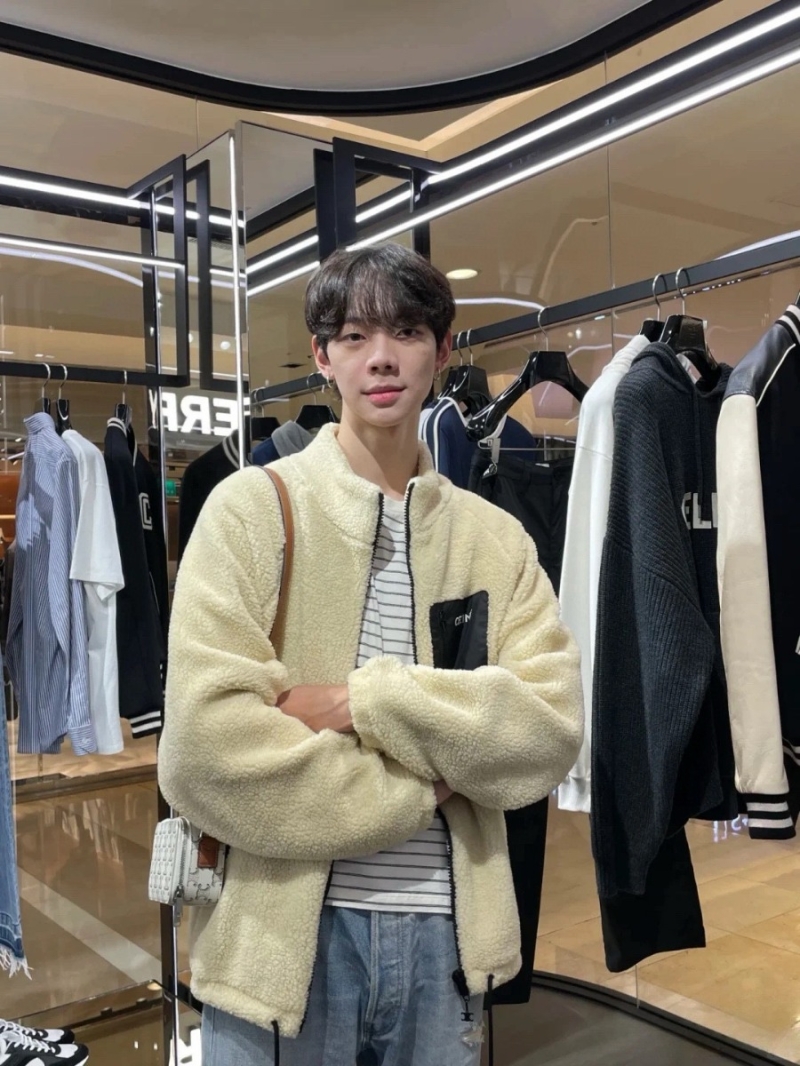 Celine Classic Sherpa Fleece Jacket in Neutral Beige