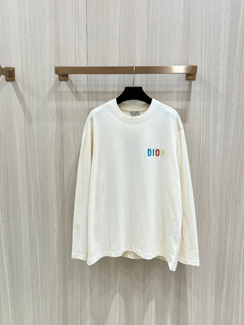 Dior Rainbow Letter Long-Sleeve Base T-Shirt – Cream